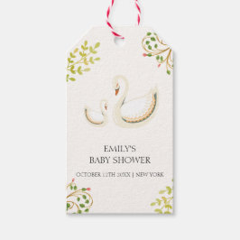  Bloemgroen Zwaan Baby shower Cadeaulabel