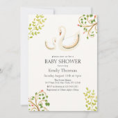  Bloemgroen Zwaan Baby shower Kaart (Voorkant)