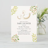  Bloemgroen Zwaan Baby shower Kaart (Staand voorkant)