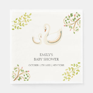 Bloemgroen Zwaan Baby shower Servet