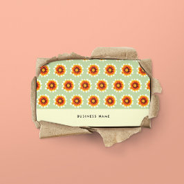 Bloemgroene mosterd geel kleine retro bloem visitekaartje