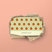 Bloemgroene mosterd geel kleine retro bloem visitekaartje