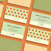 Bloemgroene mosterd geel kleine retro bloem visitekaartje