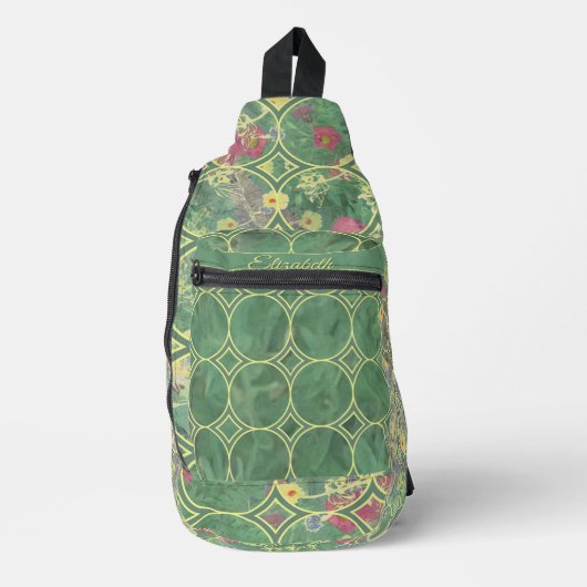Bloemgroene Tegel Sling Bag (Voorkant)
