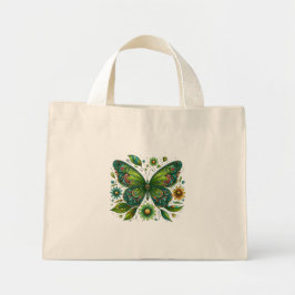Bloemgroene vlinder mini tote bag