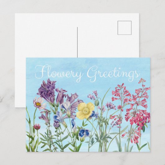 Bloemgroeten Bloem Illustratie Briefkaart (Voorkant / Achterkant)