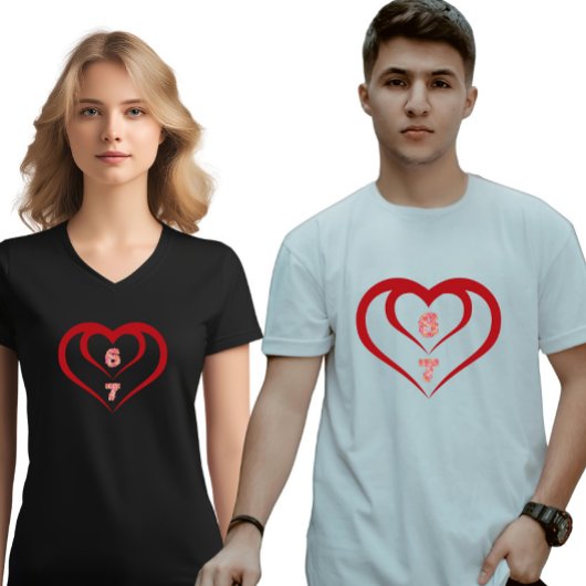 Bloemhart 6 7 Meme Valentijnsdag Matching T-shirt