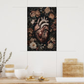 Bloemhart Anatomie Print, Vintage Medisch Gotisch Poster (Keuken)
