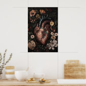 Bloemhart Anatomie Print, Vintage Medische Poster (Keuken)