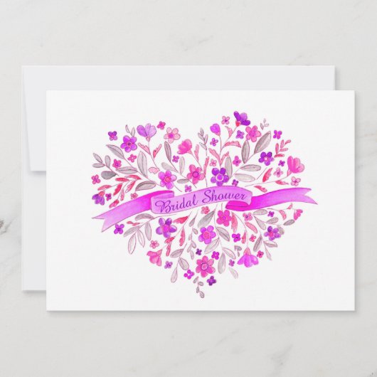 Bloemhart boeket bloem vrijgezellenfeest uitnodigi kaart (Voorkant)