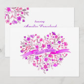 Bloemhart boeket bloem vrijgezellenfeest uitnodigi kaart (Voorkant / Achterkant)