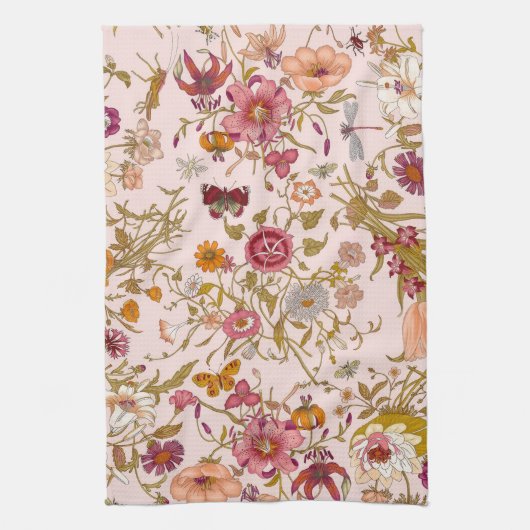 Bloemhart botanisch theedoek (Verticaal)