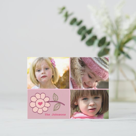 bloemhart briefkaart (Staand voorkant)