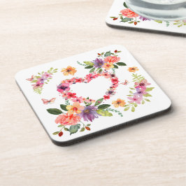Bloemhart en bloemen bier onderzetter