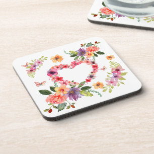 Bloemhart en bloemen bier onderzetter