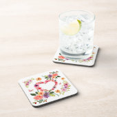 Bloemhart en bloemen bier onderzetter (Rechterzijde)