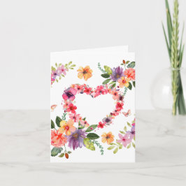 Bloemhart en bloemen kaart