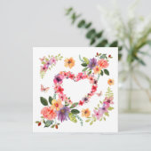 Bloemhart en bloemen kaart (Staand voorkant)