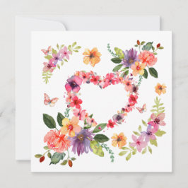 Bloemhart en bloemen kaart