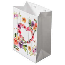Bloemhart en bloemen medium cadeauzakje