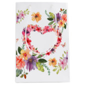 Bloemhart en bloemen medium cadeauzakje (Voorkant)