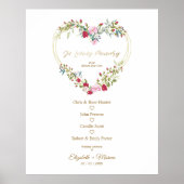 Bloemhart In Lieve Herinnering Bruiloftstafel in R Poster (Voorkant)