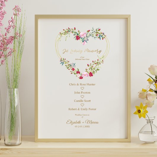 Bloemhart In Lieve Herinnering Bruiloftstafel in R Poster