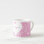 Bloemhart in roze wit met een naam espresso kop (Voorkant rechts)