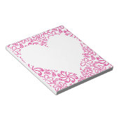 Bloemhart in roze wit met een naam notitieblok (Schuin)