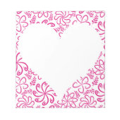 Bloemhart in roze wit met een naam notitieblok (Voorkant)