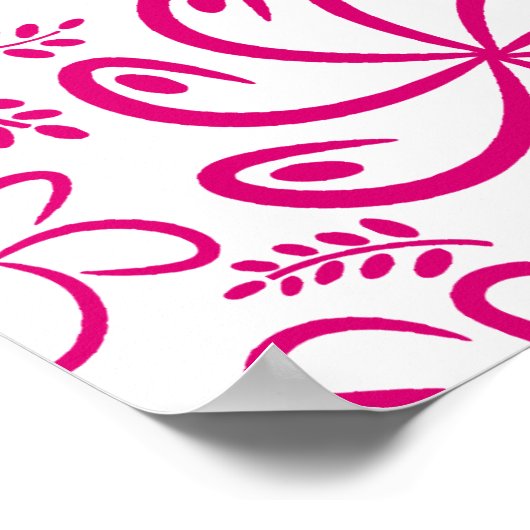 Bloemhart in roze wit met een naam poster (Hoek)