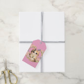 Bloemhart Kawaii kunst Kitten Cadeaulabel (Met Touw)