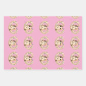 Bloemhart Kawaii kunst Kitten  Inpakpapier Vel (Voorkant)