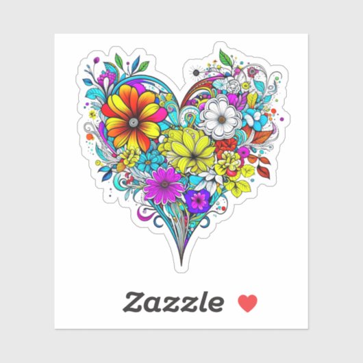 Bloemhart  Kleurrijk Sticker (Vel)