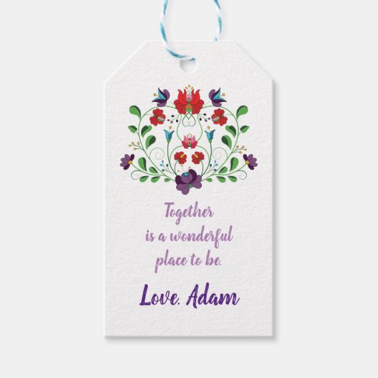 Bloemhart met citaat cadeaulabel (Voorkant)