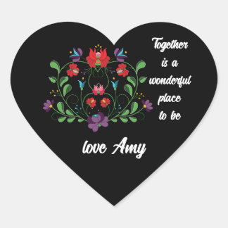 Bloemhart met citaat hart sticker