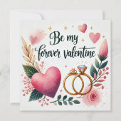 Bloemhart met ringen – Wees mijn eeuwige Valentijn Feestdagenkaart (Voorkant)