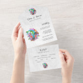 Bloemhart Mexicaanse bruiloft All In One Uitnodiging (Afscheurbaar)