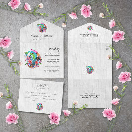 Bloemhart Mexicaanse bruiloft All In One Uitnodiging