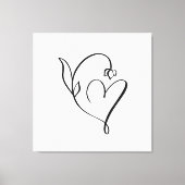 Bloemhart – Minimalistische Lijnkunst Canvas Afdruk (Voorkant)