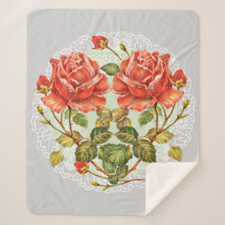 Bloemhart op witte servet naadloos patroon sherpa deken