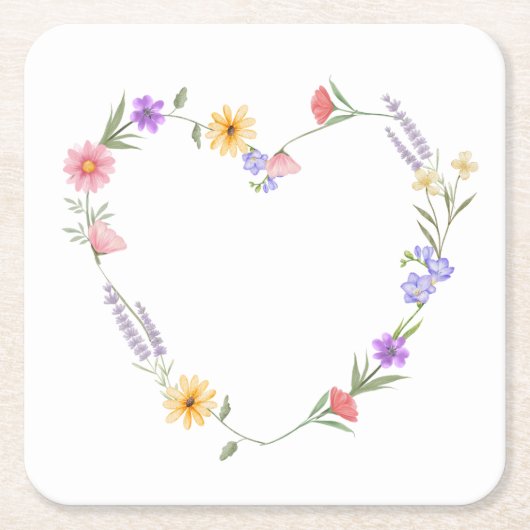 Bloemhart Papier Coaster Kartonnen Onderzetters (Voorkant)