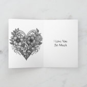 Bloemhart Romantisch Gepersonaliseerd Kaart (Binnen)