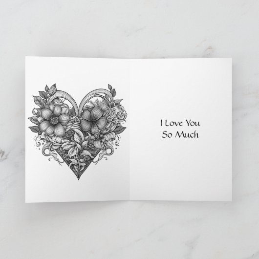 Bloemhart Romantisch Gepersonaliseerd Kaart (Binnen)