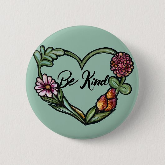 Bloemhart Ronde Button 5,7 Cm (Voorkant)