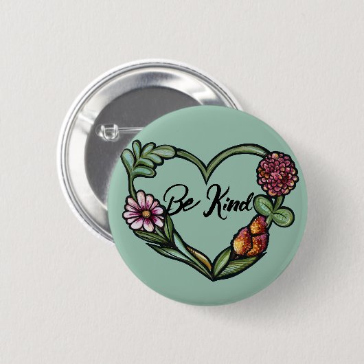 Bloemhart Ronde Button 5,7 Cm (Voorkant /achterkant)