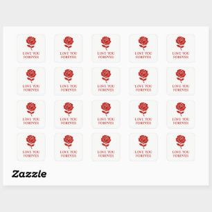 Bloemhart Roos Romantische Valenti Vierkante Sticker