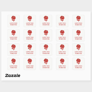 Bloemhart Roos Romantische Valenti Vierkante Sticker