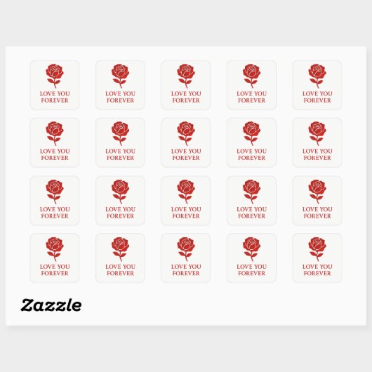 Bloemhart Roos Romantische Valenti Vierkante Sticker (Vel)