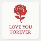 Bloemhart Roos Romantische Valenti Vierkante Sticker (Voorkant)